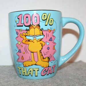 Garfield  100% That Cat  Blue Oversize Ceramic Coffee Mug 25 oz